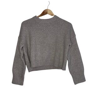 Abercrombie & Fitch Cropped Knit Sweater Womens XS Taupe Gray Crewneck